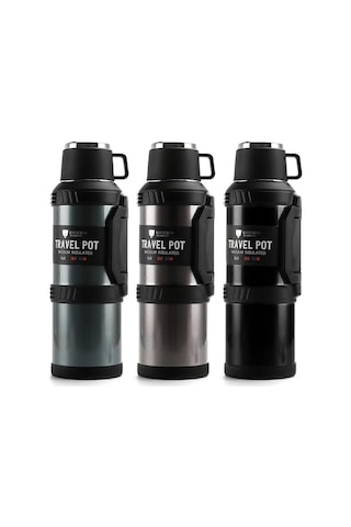4 Litre Paslanmaz Çelik Vacuum Termos 48 Saat Sıcak Soğuk Dağcı Termos Aile Boyu Siyah