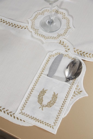 Nişan Keten Nakışlı Amerikan Servis Takımı 19 Parça Gold Gold