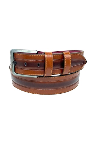 Süzer Deri Taba Suni Deri Dikişli Model 4.5 Cm.lik Spor Kot Kemer - 4523-61-22ks Taba
