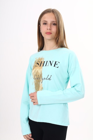 Toontoy Kız Çocuk Sweatshirt Shine Varak Baskılı Su Yeşil