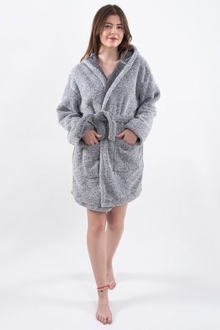 Zeynep Tekstil Plain Unisex Sabahlık Bornoz Wellsoft Peluş Kapşunlu Erkek Kadın Sabahlık S/m Gri