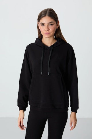 Tommy Life Siyah Kompakt Pamuklu Kalın Pürüzsüz Dokulu Kapüşonlu Oversize Fit Kadın Sweatshirt - 97291 Siyah