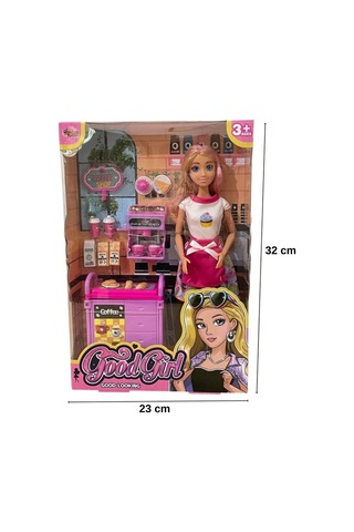 Elonna Hareketli Eklemli Oyuncak Bebek Ve Büyük Aksesuar Seti 30 Cm - Meslekler Serisi Barista