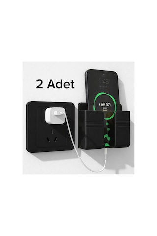 2 Adet Yapışkanlı, Kumanda-telefon Tutucu. Duvara Monte Telefon Tutacağı. Duvar Kumanta Tutucu. Siyah - 820802399 Siyah