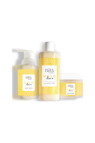 The Bath Factory Gold Aura Vücut Peeling + Gold Aura Duş Jeli + Gold Aura Köpük Sabun