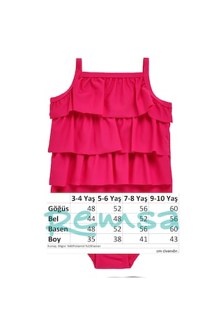 Uv Korumalı Askılı Mayo Kız Bebek Yüzücü Mayo 5108 Pembe Fuşya