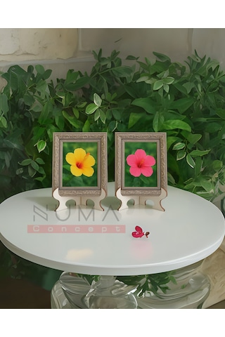 Ahşap Beyaz Çerçeve Ayaklığı Her Biri 22x15 Cm Geçmeli Stand