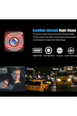 Pazly 1080p Yüksek Çözünürlüklü Gece Görüş Üçlü Kayıt Üç Lensli Wifi Kamera