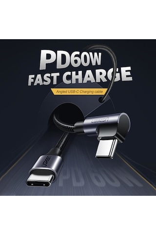 Ugreen Usb Type-c 3a 60w 90 Derece Şarj Ve Data Kablosu