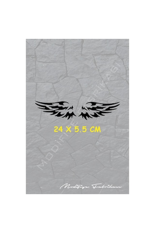 Melek Kanat Sticker Folyo - Siyah - 24 X 5.5 Cm