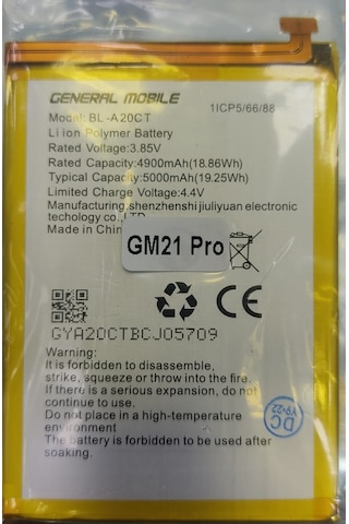 General Mobile GM21 PRO BL-A20CT Batarya Pil 5000 mAh General Mobile GM21 PRO BL-A20CT Batarya Pil 5000 mAh
