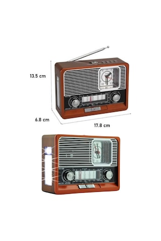 Saatli - 235 - Fenerli Bluetooth Nostaljik Radyo Aux Sd Usb Girişli - Csmo-tex - Bluetooth Hoparlör