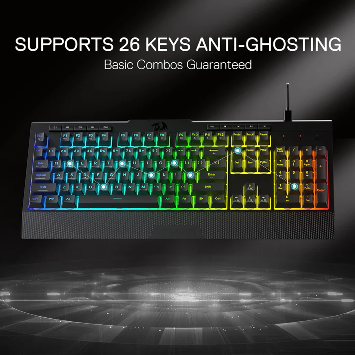 Redragon K525 104 Tuşlu Kablolu Rgb Membran Türkçe Oyun Klavyesi Mekanik Hissi Ve Smooth Linear Switch 26 Anti-hayalet Anahtarı