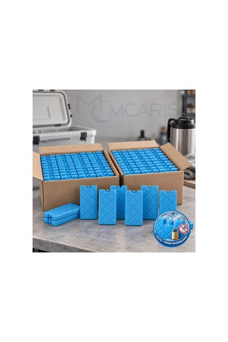 100'lü Kilitli Buz Aküsü Seti - Dondurucu Buz Kasedi Ice Box Soğutucu Blok Mavi Beyaz