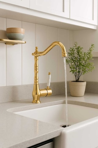 Rudi Armatür 360 Döner Gövdeli Pirinç Malzeme Rustik Eviye Bataryası Diğer