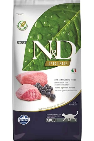 N&D Prime Kuzu Etli ve Yaban Mersinli Tahılsız Yetişkin Kedi Maması 1500 G