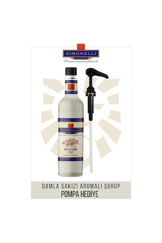 Simonelli Kahve ve Kokteyl Şurubu Damla Sakızı Aromalı 700 ML + Pompa