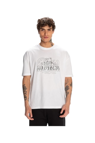 Kappa Erkek Logo Fred Regular Fit Tişört Beyaz