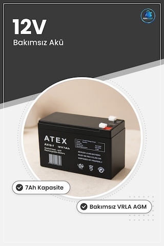 Kuru Akü 12v 7ah Vrla Agm Kalın Tip Kurşun Asit Ups Scooter Alarm