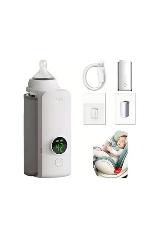 Elmpaly Beyaz Renkli Taşınabilir Çocuk Biberon Isıtıcı Seyahat İçin Hızlı Isıtma 5 Saate Kadar Kesintisiz Isıtma Hassas Sıcaklık Kontrolü