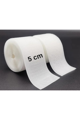 Çift Taraflı Cırt Cırtlı Bant En: 5 Cm X Uz: 1 Metre Güçlü Ve Dayanıklı Amerikan Fermuarı Beyaz