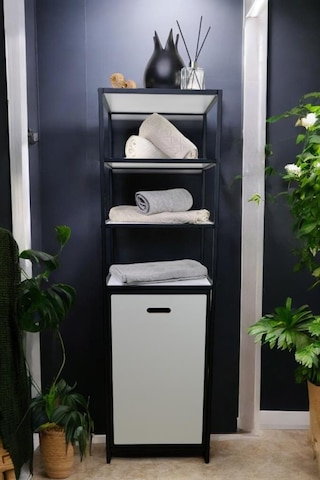 Digithome Metal Kirli Sepetli 4 Raflı Çok Amaçlı Banyo Düzenleyici Raf Organizer Siyah/beyaz Mrs-014 C1-1-369 Siyah - Beyaz Beyaz - Siyah