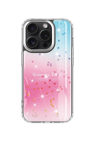 Zeyline Apple Uyumlu iPhone 15 Pro Simli Desenli Parlak Zore Task Kapak-mavi