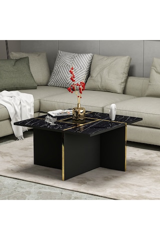 Sılva Orta Sehpa - Siyah / Mermer Siyah - Mermer