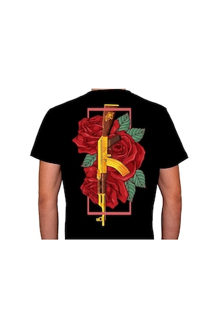 Ak-47 Kalaşnikof Keleş Rose Gül Tişört Unisex T-shirt 001