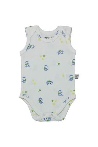 Uygunbebe Boumini Kolsuz Bebek Çıtçıtlı Askılı Body Mavi Tembel Zarf Yaka 0-36 Ay