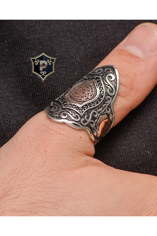 Gümüş Erkek Yüzük Hz. Süleyman Mührü Zihgir