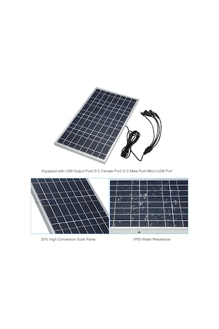 Mufunye 15w 8v Taşınabilir Güneş Paneli, Usb Ve Dc Portlu, Ip65 Suya Dayanıklı, Ev, Araba, Tekne İçin İdeal