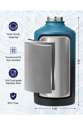 Paracord Saplı Yalıtımlı Su Şişesi 128oz, Indigo Black Indigo Black 128 Ons Altın - Siyah