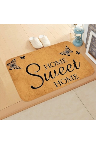 Esnature Evim Evim Güzel Evim Home Sweet Home Kahverengi Kapı Önü Paspası 45x70 Cm Çok Renkli