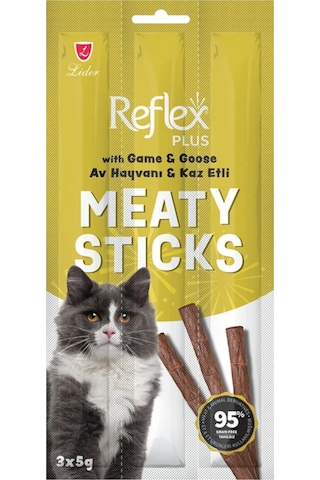 Meaty Sticks Av Hayvanı Ve Kaz Etli Kedi Ödül Çubuğu 3x5gr Otuzbeş Paket