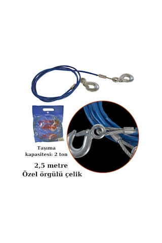 Carub BR1720502 Çelik İzoleli Çekme Halatı 2.5 M 2 Ton