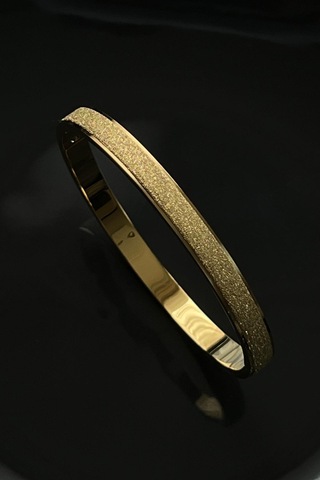 Altın Kaplama Sim Detaylı Çelik Kelepçe Bileklik - Altın