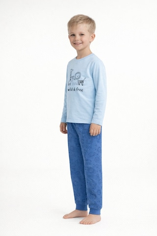 Aden Kids Pamuk Çocuk Uzun Kollu İnce Pijama Takımı - Açik Mavi