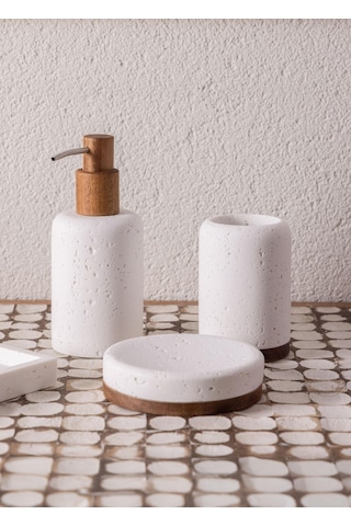 The Mia Travertine Banyo Seti Beyaz 3 Parça Çok Renkli