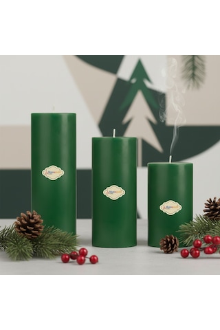 Big Çam Kokulu Set Mum Çap 7 Cm Yeşil Yeşil