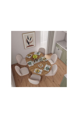 Pratik Katlanır - Açılır Kapanır Yuvarlak Mutfak Yemek Çalışma Masası - 145 Cm X 90 Cm - %100 Mdf Atlantik - Çam