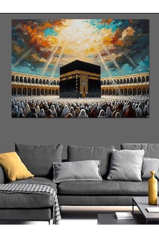 Ahşap Tablo Mekke Kabe Ve Manevi Işıklar