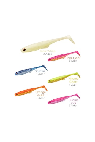 Daiwa Duckfin Shad Fj 9cm Tüm Renkler Mix 7 Adet Silikon Yem