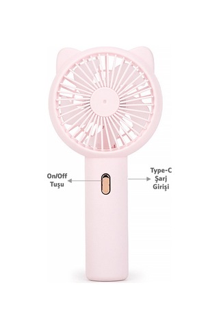 3 Modlu Şarjlı El Fanı 3 Kademe Seyahat Masaüstü Vantilatör Taşınabilir Mini Fan Pembe F136