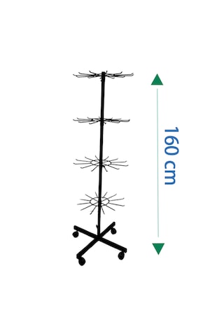 4 Katlı Tekerlekli, 12 Kancalı Bijuteri Standı, Aksesuar Standı Siyah