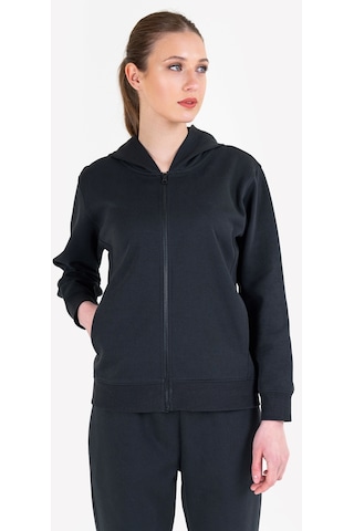 Lescon Siyah Kadın Fermuarlı Kapüşonlu Sweatshirt 23n-2219