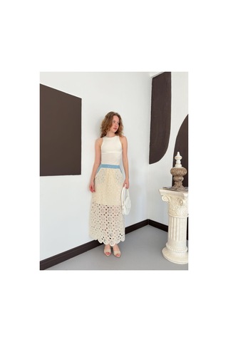 Verymoda D3044 Kot Detaylı Dantel Etek D3044 Ham