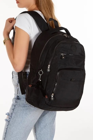 Bizoon Np288 Unisex Su Geçirmez Kumaş Günlük Okul Seyahat Siyah Sırt Çantası