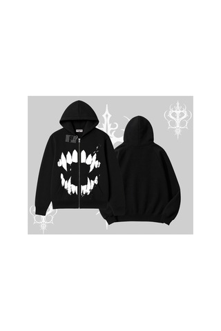 Tarzsokak Beyaz Hırka Sweatshirt Vampir Dış Siyah