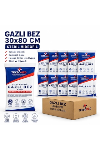 Teksomed Steril Hidrofil Kompres Klasik 30x80 Cm 2 Adet 30x40 Cm 200 Adet